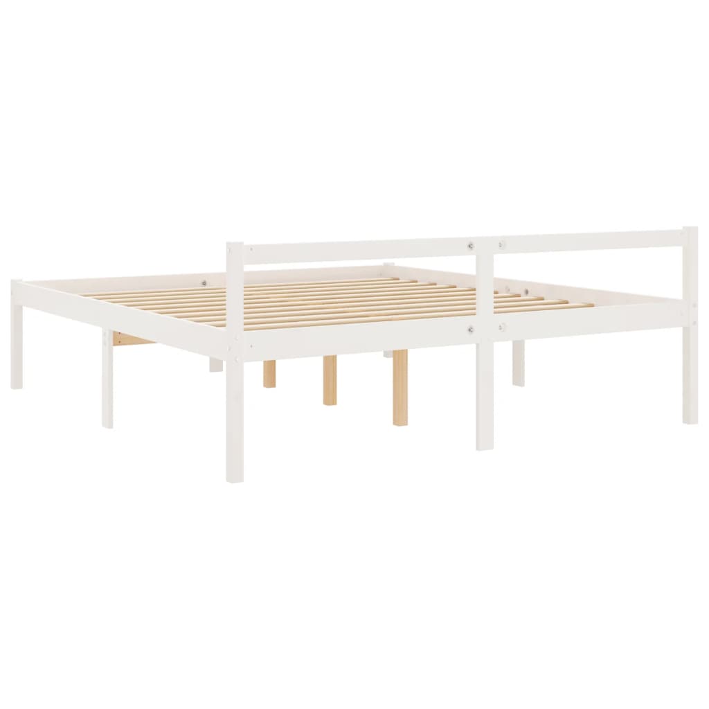 Bed Frame White 200x200 cm Solid Wood Pine