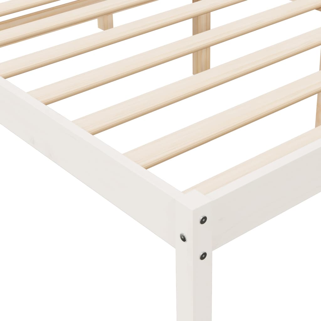 Bed Frame White 200x200 cm Solid Wood Pine