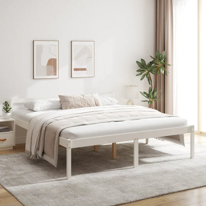 Bed Frame White 200x200 cm Solid Wood Pine