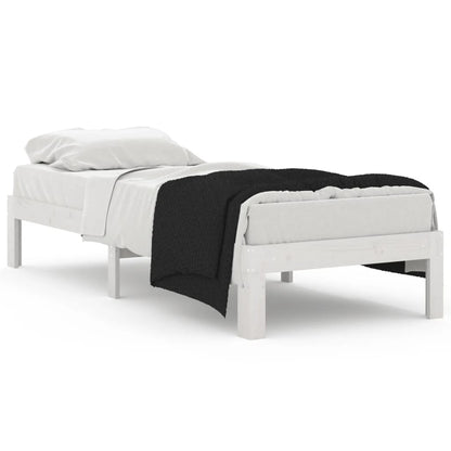 Bed Frame White Solid Wood 75x190 cm Small Single