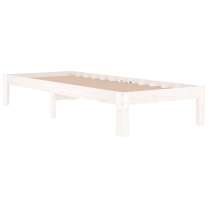 Bed Frame White Solid Wood 75x190 cm Small Single