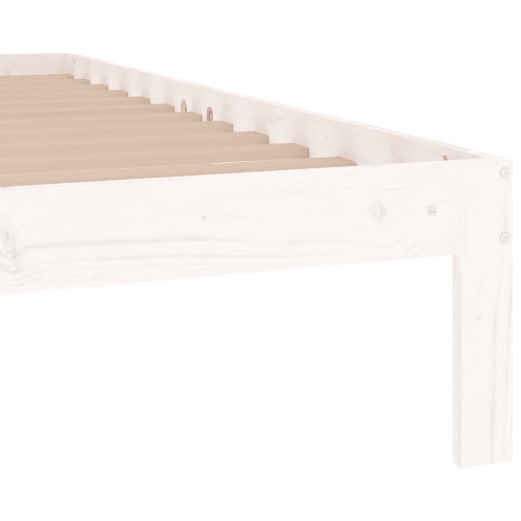 Bed Frame White Solid Wood 75x190 cm Small Single