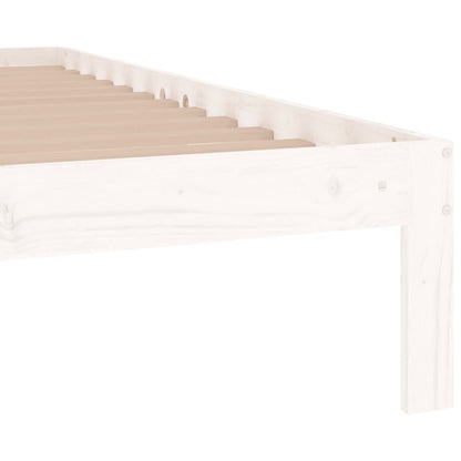 Bed Frame White Solid Wood 75x190 cm Small Single