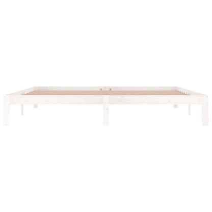 Bed Frame White Solid Wood Pine 200x200 cm