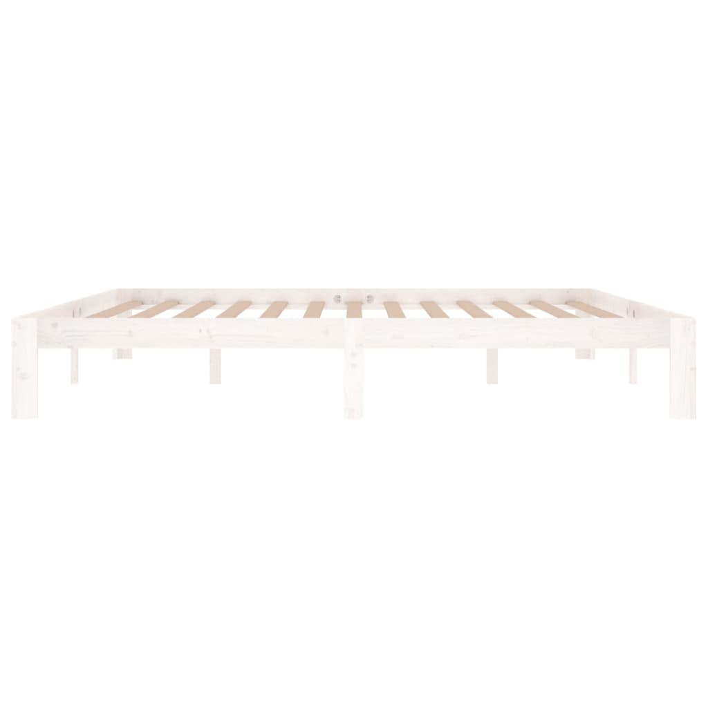 Bed Frame White Solid Wood Pine 200x200 cm