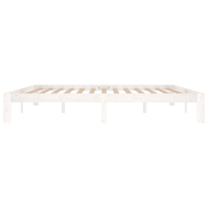 Bed Frame White Solid Wood Pine 200x200 cm