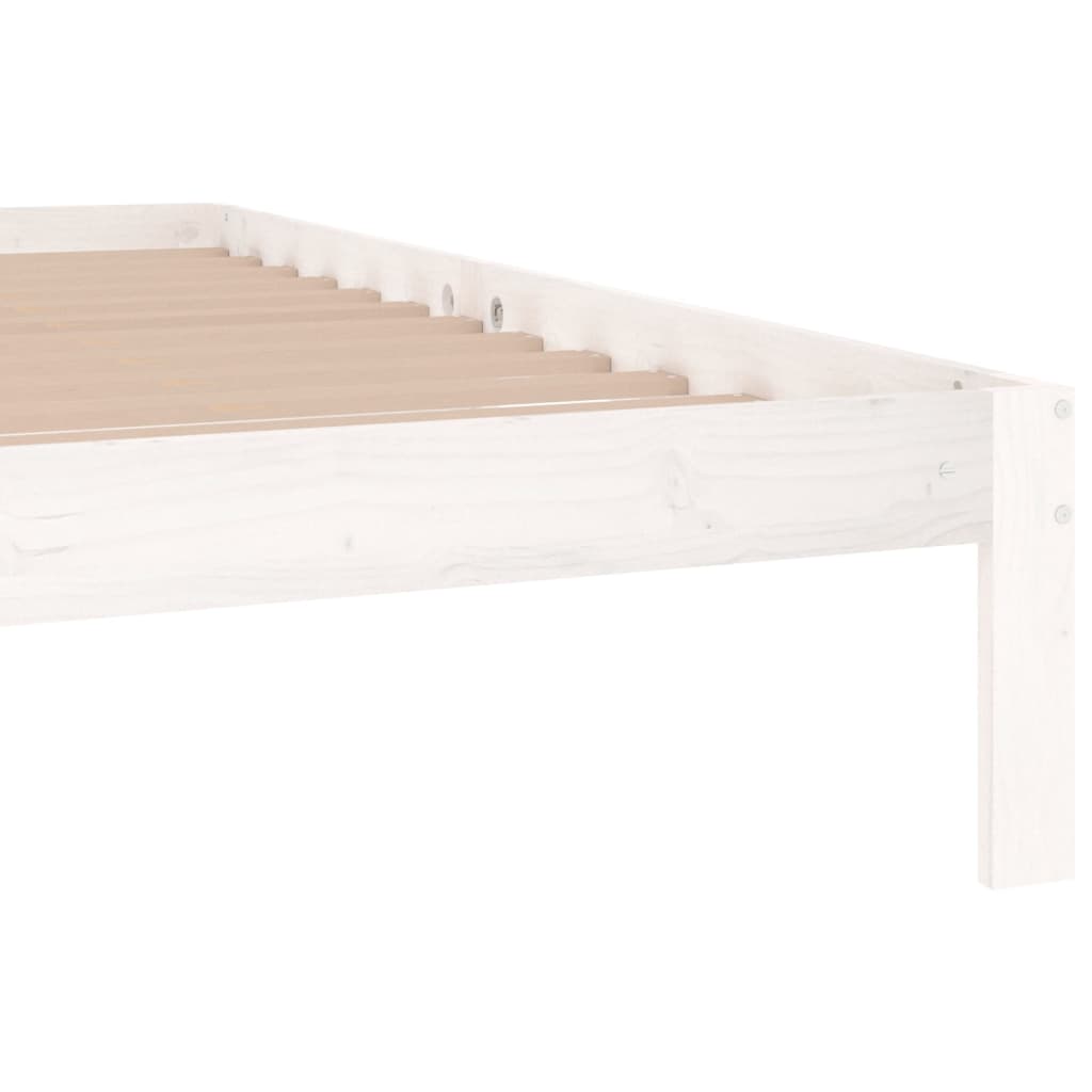 Bed Frame White Solid Wood Pine 200x200 cm