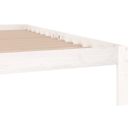 Bed Frame White Solid Wood Pine 200x200 cm