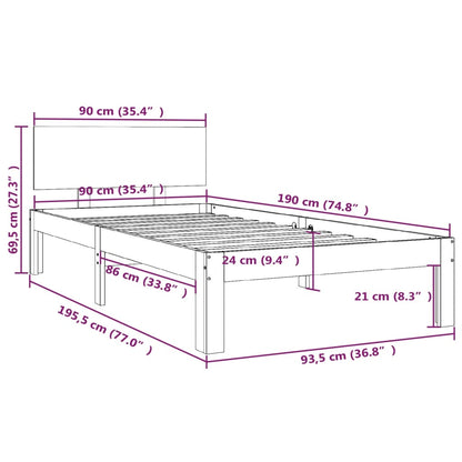 Bed Frame without Mattress White 90x190cm Single