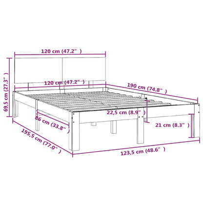 Bed Frame without Mattress White 120x190 cm Small Double