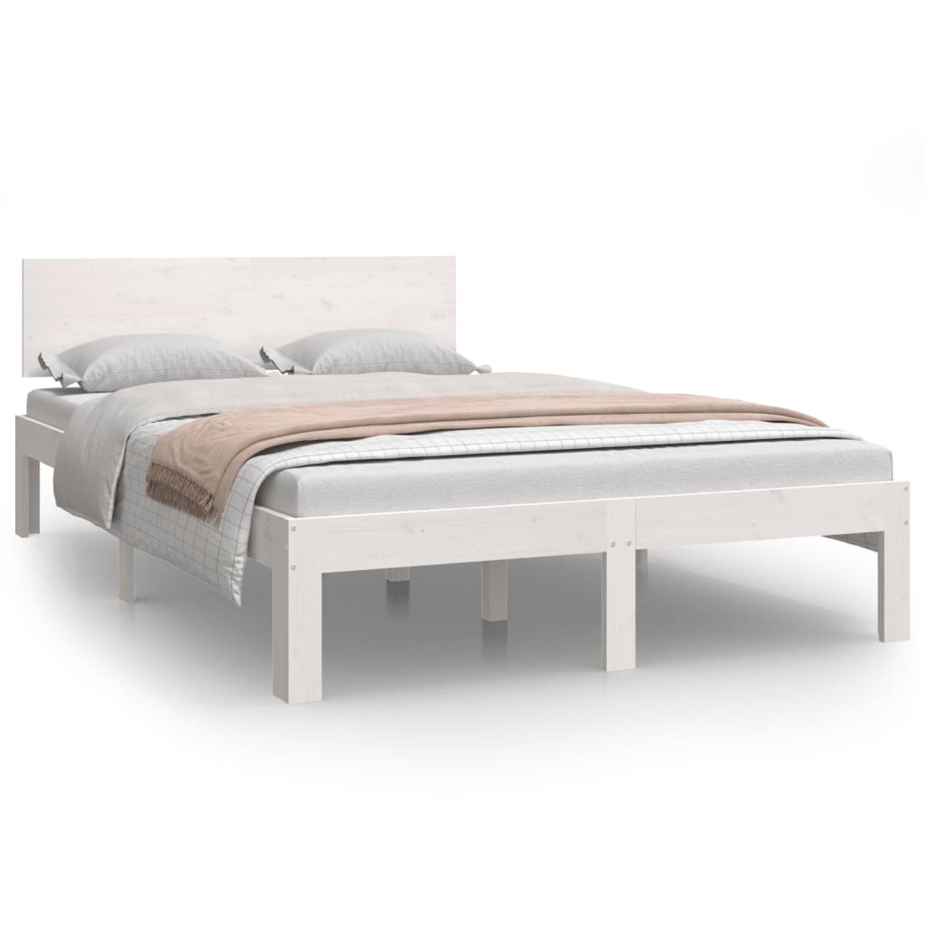 Bed Frame without Mattress White Solid Wood Pine 120x200 cm