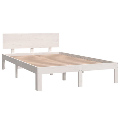 Bed Frame without Mattress White Solid Wood Pine 120x200 cm