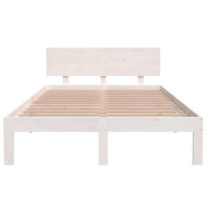 Bed Frame without Mattress White Solid Wood Pine 120x200 cm