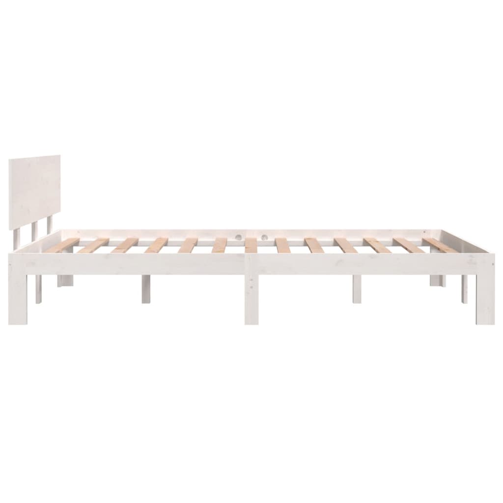 Bed Frame without Mattress White Solid Wood Pine 120x200 cm