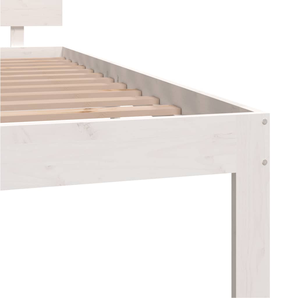 Bed Frame without Mattress White Solid Wood Pine 120x200 cm