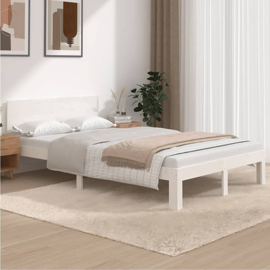 Bed Frame without Mattress White Solid Wood Pine 120x200 cm