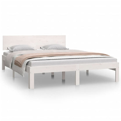 Bed Frame White Solid Wood Pine 140x200 cm