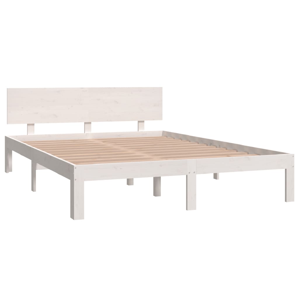 Bed Frame White Solid Wood Pine 140x200 cm