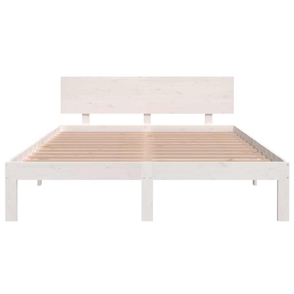 Bed Frame White Solid Wood Pine 140x200 cm