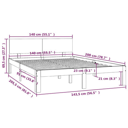 Bed Frame White Solid Wood Pine 140x200 cm