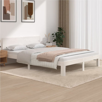 Bed Frame White Solid Wood Pine 140x200 cm