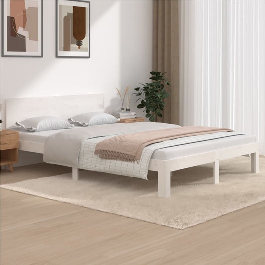 Bed Frame White Solid Wood Pine 140x200 cm