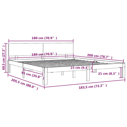 Bed Frame without Mattress Grey 180x200 cm Super King Size