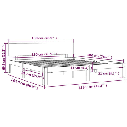 Bed Frame without Mattress Black 180x200cm Super King Size