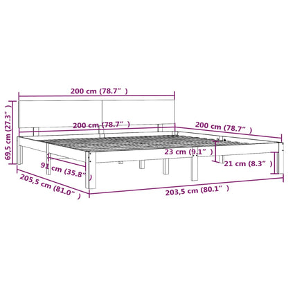 Bed Frame without Mattress Solid Wood Pine 200x200cm