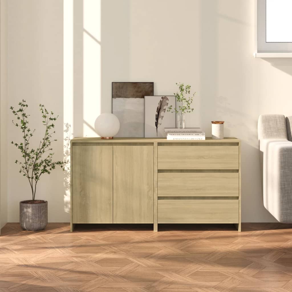 2 Piece Sideboard Sonoma Oak Engineered Wood