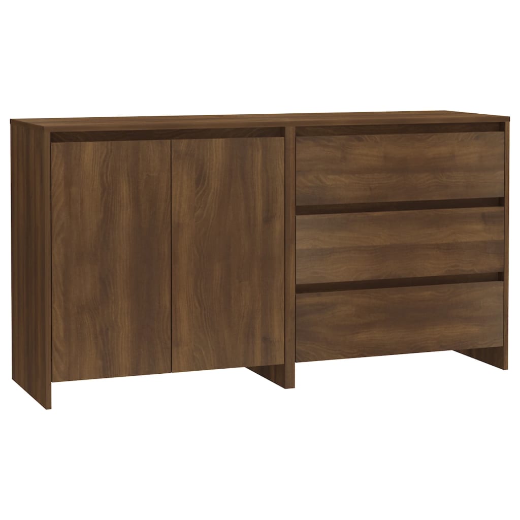 2 Piece Sideboard Brown Oak Engineered Wood