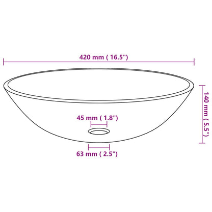 Bathroom Sink with Tap and Push Drain Clear Tempered Glass