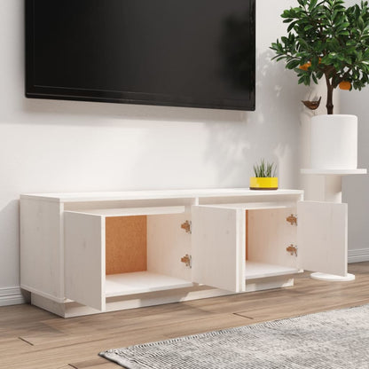 TV Cabinet White 110x34x40 cm Solid Wood Pine