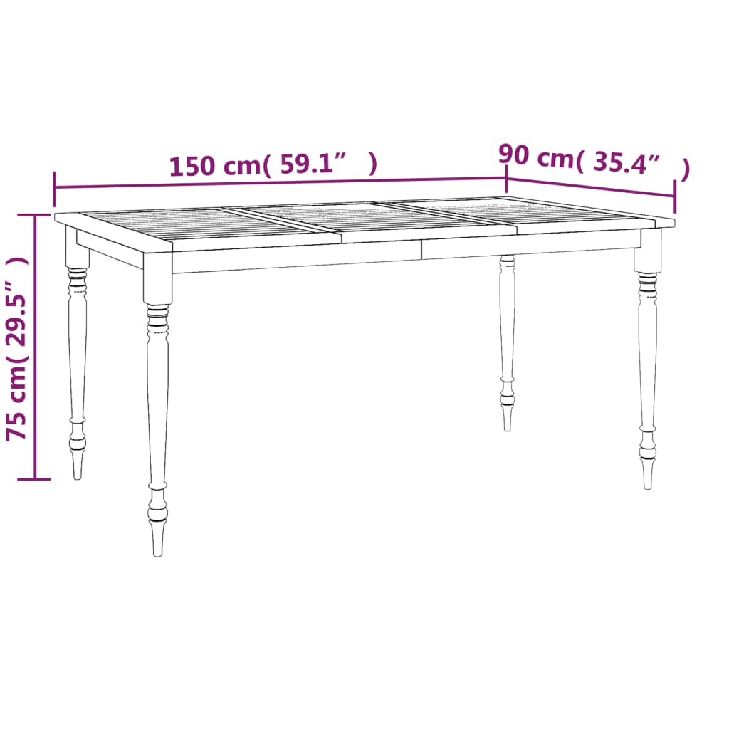 Batavia Table 150x90x75 cm Solid Wood Teak