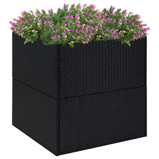 Garden Planter Black 80x80x80 cm Poly Rattan