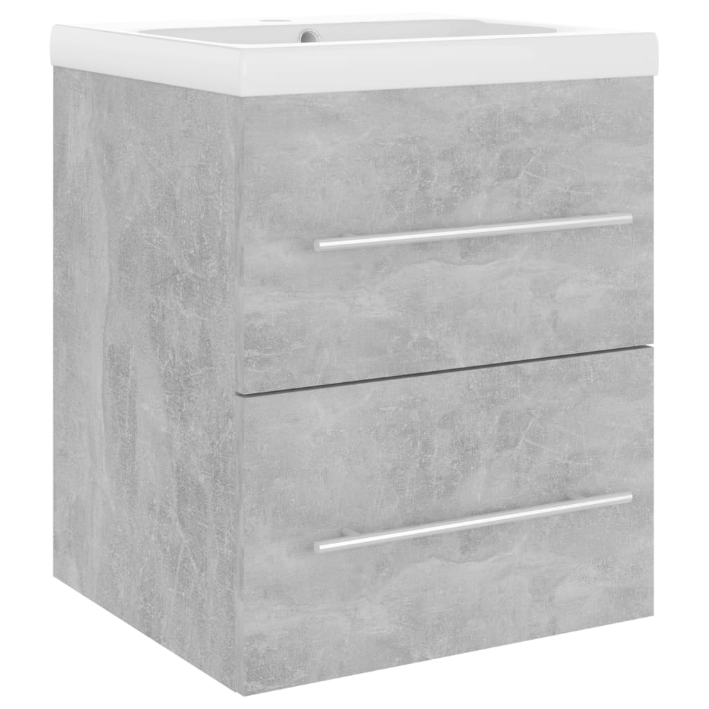 Sink Cabinet with Built-in Basin Concrete Grey Engineered Wood