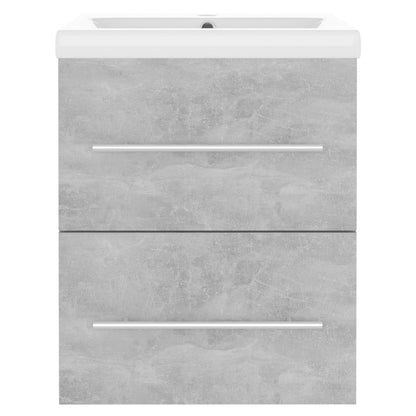 Sink Cabinet with Built-in Basin Concrete Grey Engineered Wood