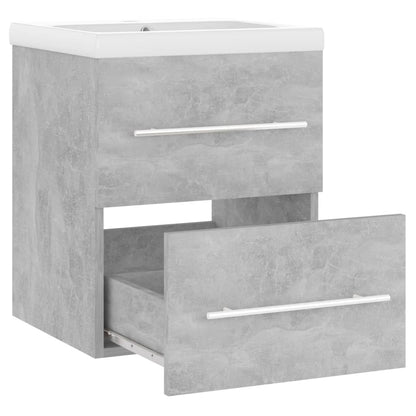 Sink Cabinet with Built-in Basin Concrete Grey Engineered Wood