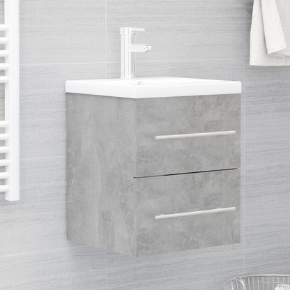 Sink Cabinet with Built-in Basin Concrete Grey Engineered Wood