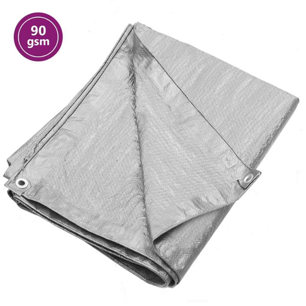 Tarpaulin 90 g/m² 8x10 m Grey HDPE