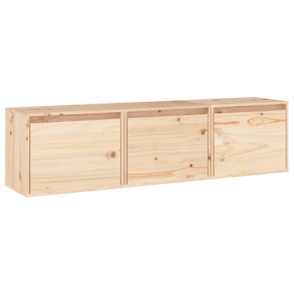 TV Cabinets 3 pcs Solid Wood Pine