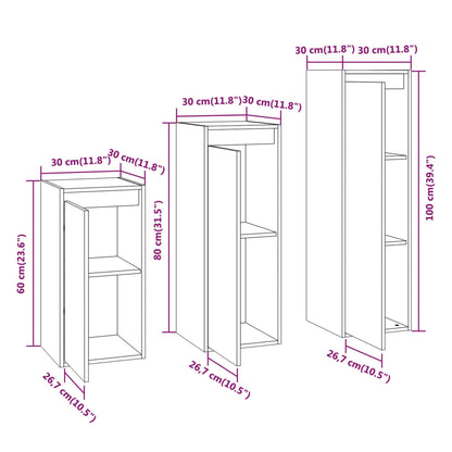 TV Cabinets 3 pcs White Solid Wood Pine