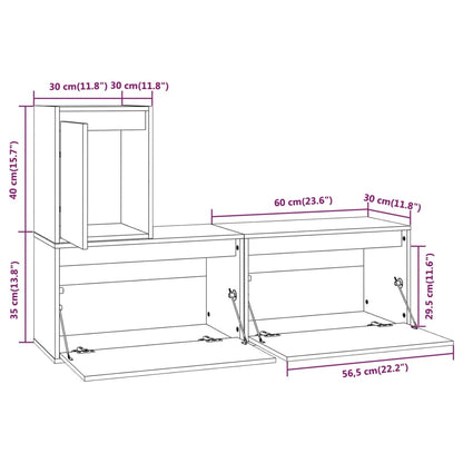 TV Cabinets 3 pcs White Solid Wood Pine