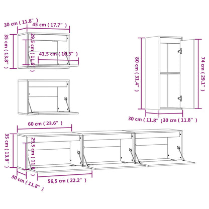 TV Cabinets 6 pcs Solid Wood Pine