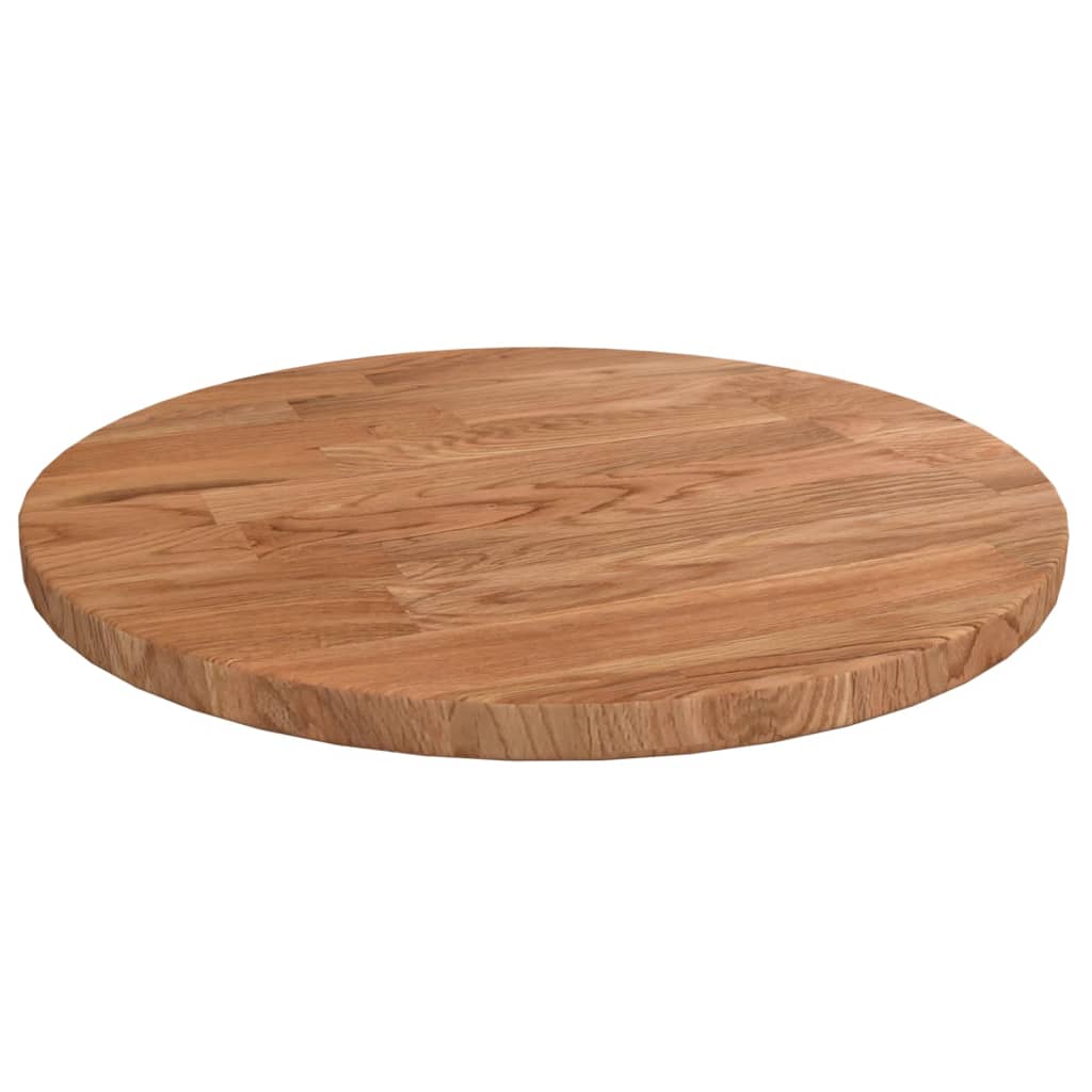 Round Table Top Light Brown Ø30x1.5 cm Treated Solid Wood Oak