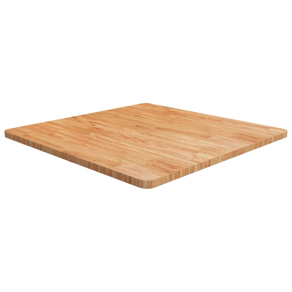 Square Table Top Light Brown 80x80x2.5cm Treated Solid Wood Oak