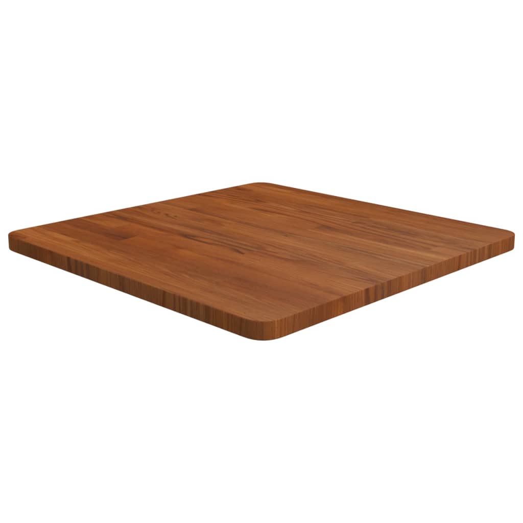 Square Table Top Dark Brown 60x60x2.5cm Treated Solid Wood Oak