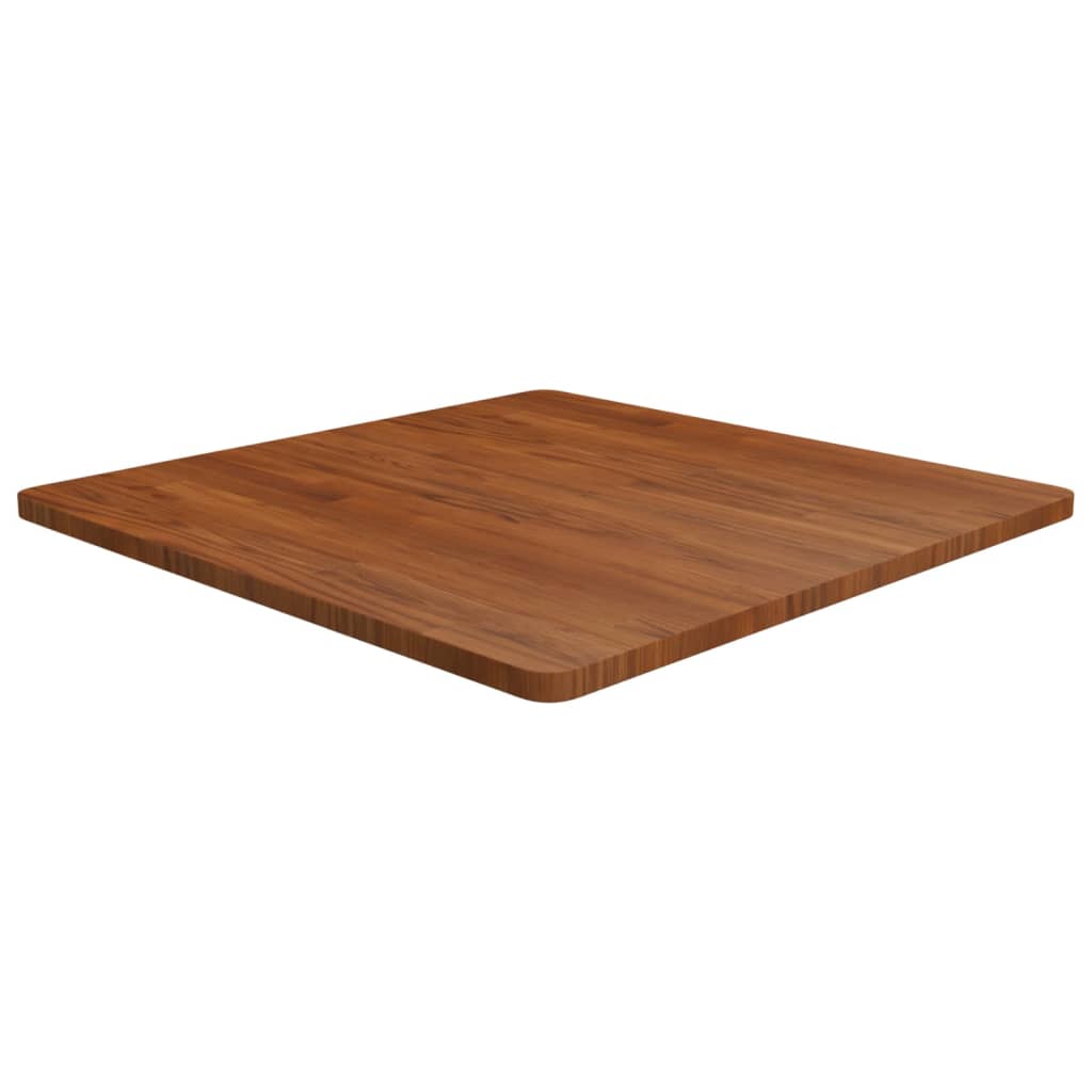 Square Table Top Dark Brown 80x80x2.5cm Treated Solid Wood Oak