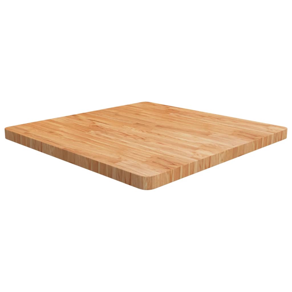 Square Table Top Light Brown 80x80x4cm Treated Solid Wood Oak