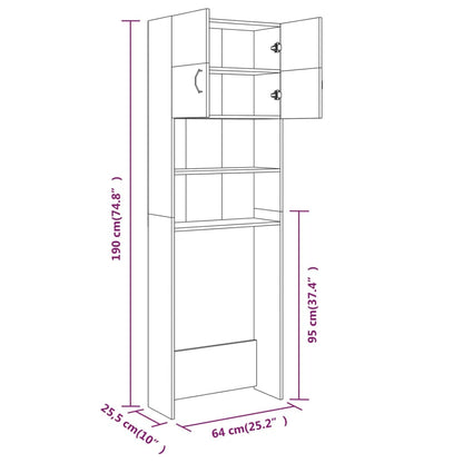 Washing Machine Cabinet Smoked Oak 64x25.5x190 cm